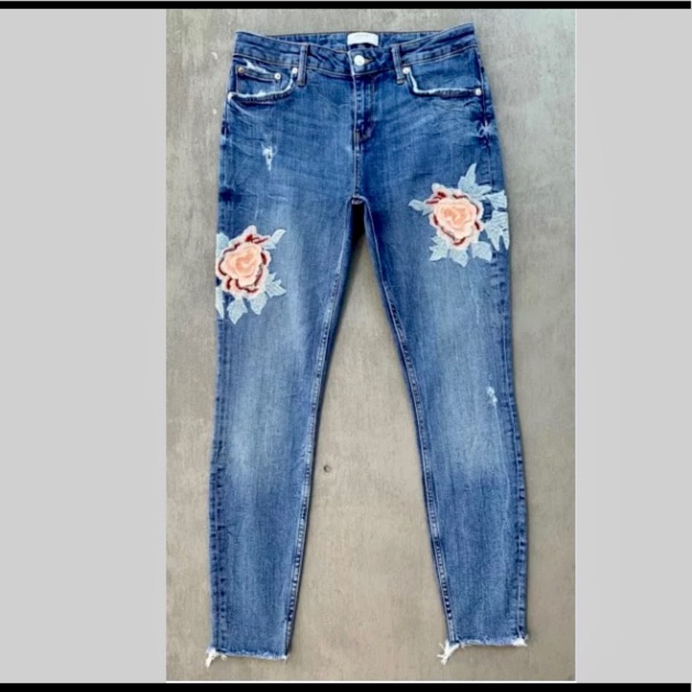 ZARA Embroidered Hi-rise Premium Stretch Jeans